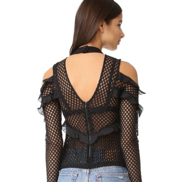 Ribbed Knit Cut Out Top Black - Self-Portrait